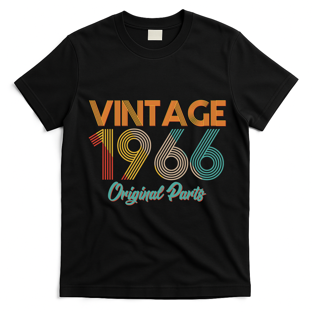 Vintage Original Parts Birthday 1966 60th Birthday T-Shirt - Black