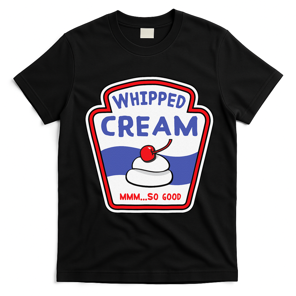Whipped Cream Condiment Ice Cream Halloween Costume T-Shirt - Black