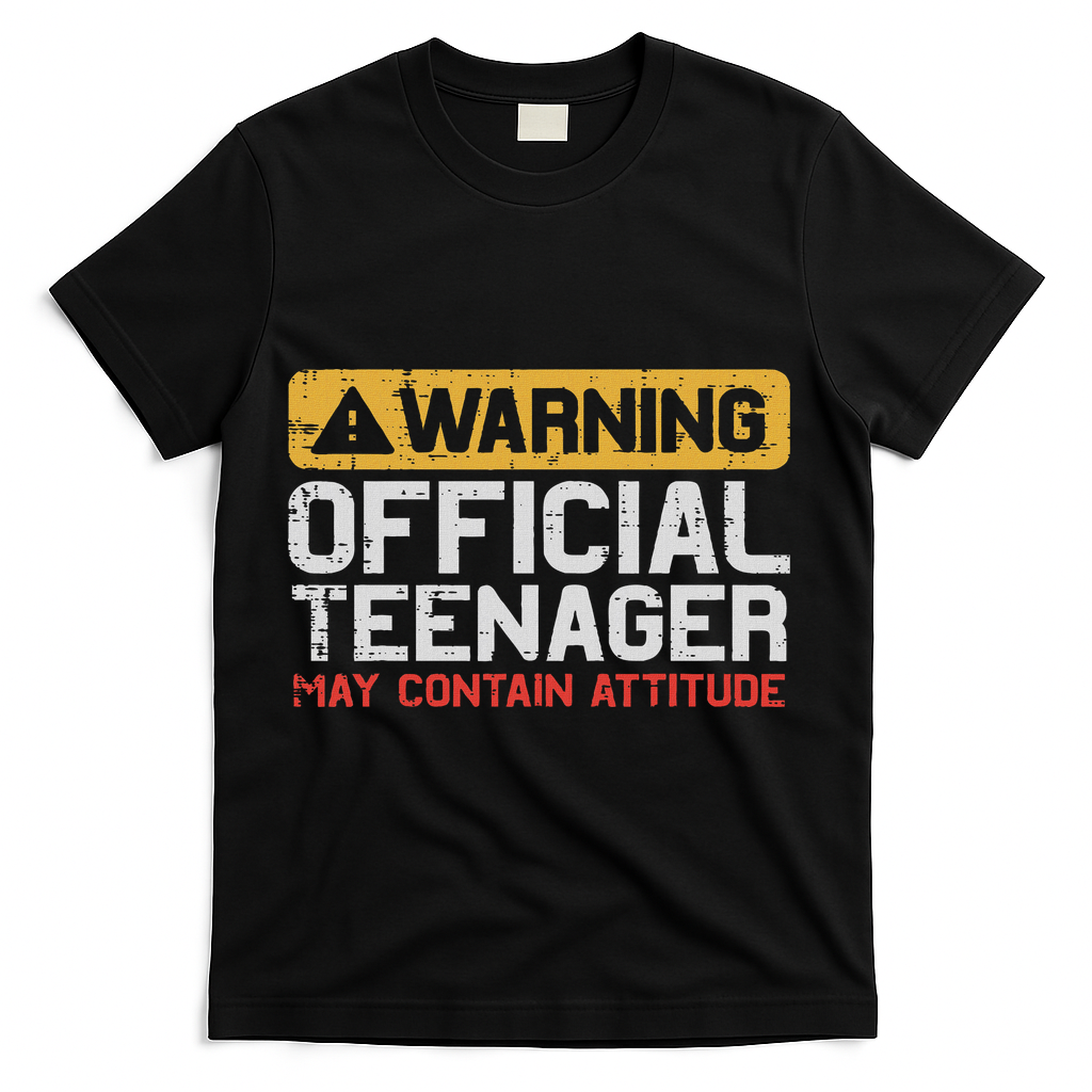 Warning Nager Attitude 13th Birthday T-Shirt - Black