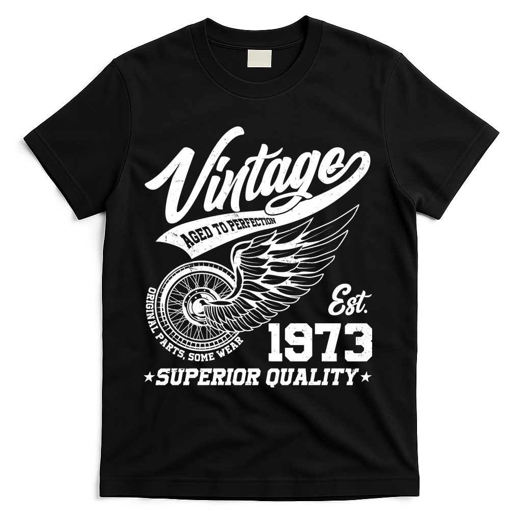 Winged Wheel Vintage 1973 Aged To Perfection Superior Quality 50th Birthday T-Shirt - Black