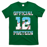 12th Birthday Baseball Drip Preteen T-Shirt - Green