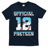 12th Birthday Baseball Drip Preteen T-Shirt - Navy