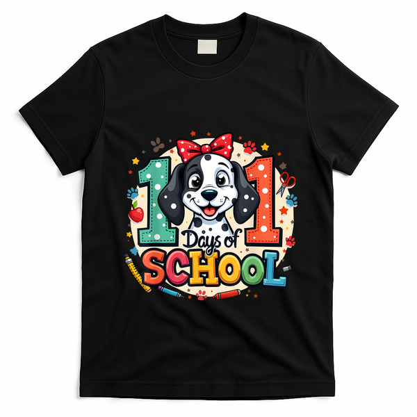 101 Days Of School 100 Days Of School Funny Cute Dogs T-Shirt - Black