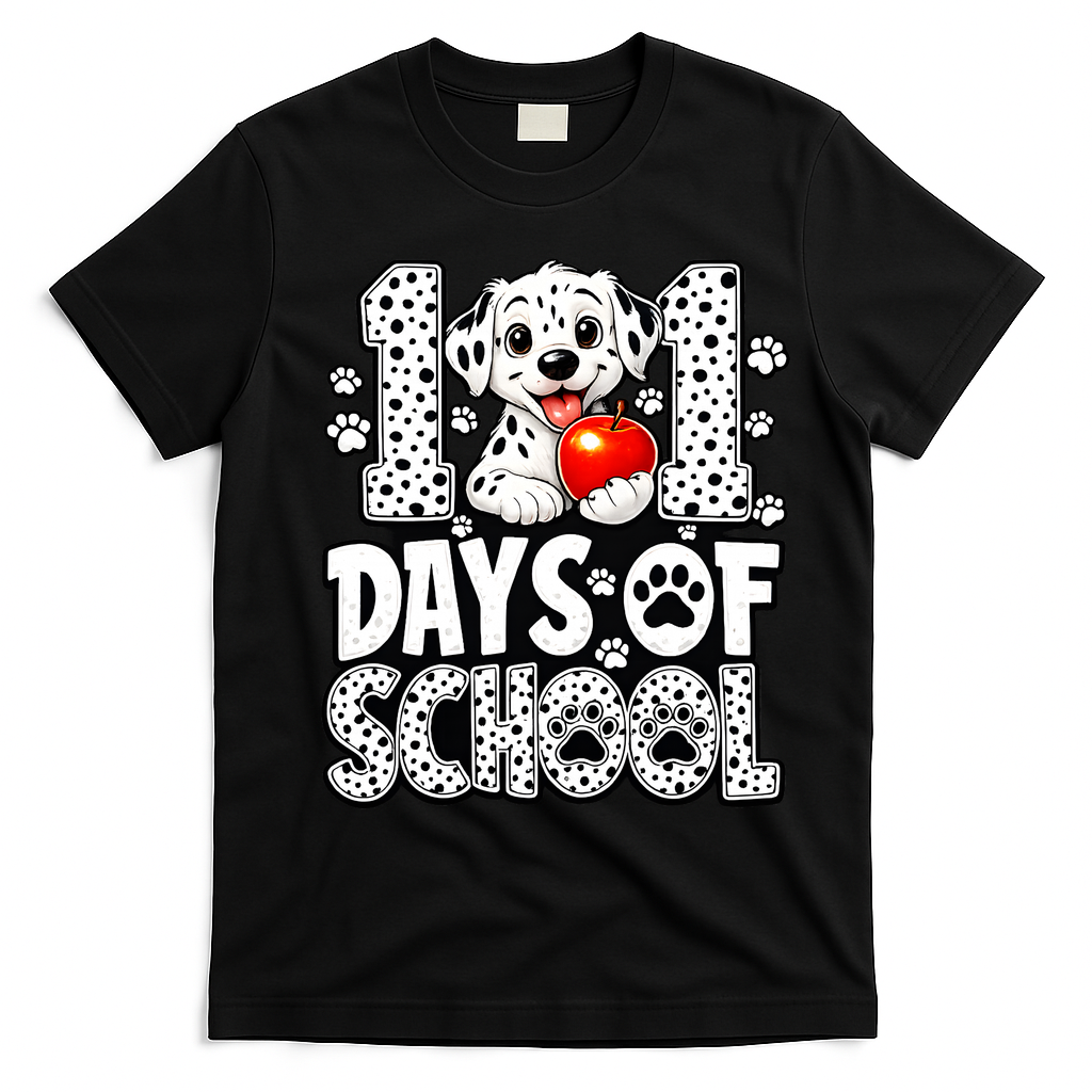 101 Days Of School 100th Day Dog T-Shirt - Black