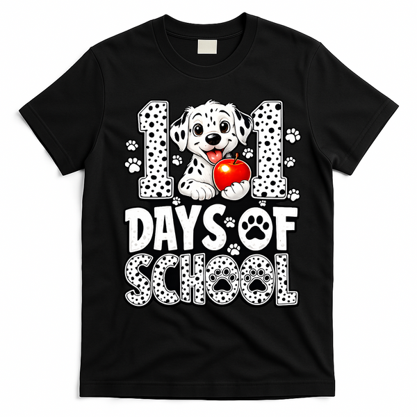 101 Days Of School 100th Day Dog T-Shirt - Black