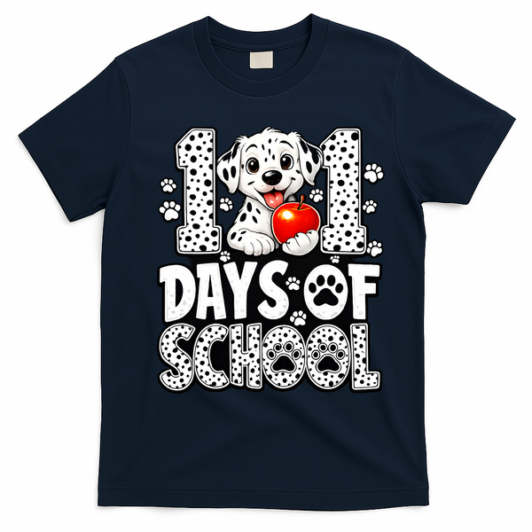 101 Days Of School 100th Day Dog T-Shirt - Navy Blue