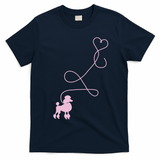 1950s Sock Hop Costume Dog Cute Poodle Heart T-Shirt - Navy Blue