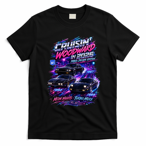 2026 Cruisin’ Woodward - 1980s Neon Nights Decade Edition T-Shirt - Black