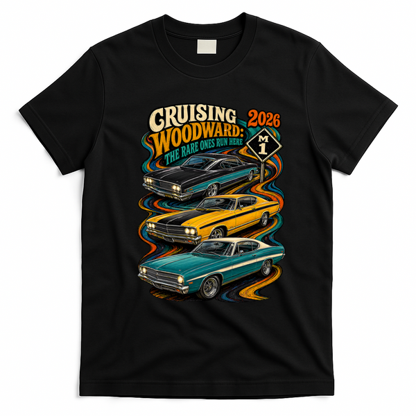 2026 Cruising Woodward: The Rare Ones Run Here T-Shirt - Black