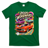 2026 Groovy Woodward Detroit To Pontiac Car Show T-Shirt - Irish Green