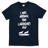 2 Two Labrador Retriever Ago Black Yellow Chocolate Lab T-Shirt - Navy Blue