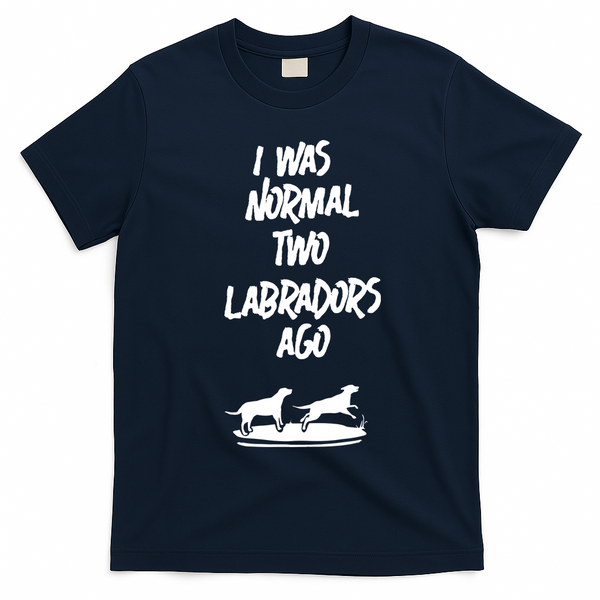2 Two Labrador Retriever Ago Black Yellow Chocolate Lab T-Shirt - Navy Blue