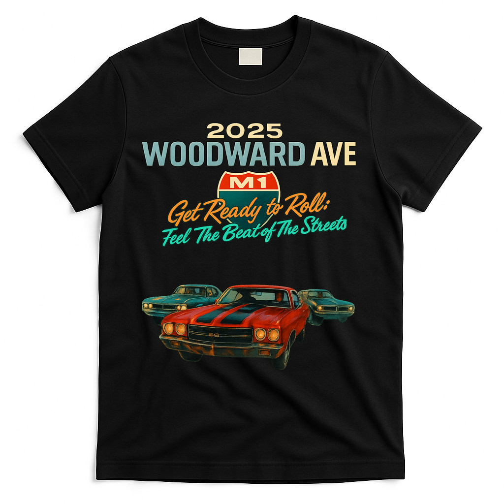 2025 Woodward Ave M1 Get Ready To Roll  T-Shirt - Black