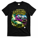 2026 Woodward Lights Lines Legends Cars Front & Back  T-Shirt - Black