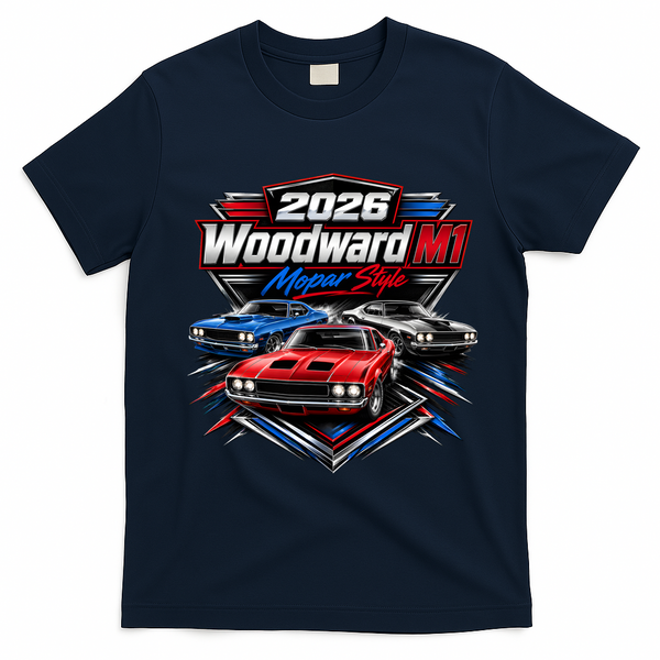 2026 Woodward M1 Mopar Style Car Cruise Classic T-Shirt - Navy Blue