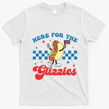 4th Of July Here For The Glizzies Funny Hot Dog Humor T-Shirt - White