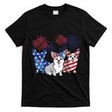 4th Of July American Flag Corgi Patriotic Dog T-Shirt - Black