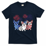 4th Of July American Flag Corgi Patriotic Dog T-Shirt - Navy Blue