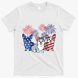 4th Of July American Flag Corgi Patriotic Dog T-Shirt - White