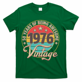 50th Birthday 50 Years Of Being Awesome 1976 Vintage  T-Shirt - Green