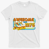 50th Birthday Awesome Since 1976 Retro Roller Skates  T-Shirt - White