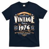 50th Birthday Age Perfectly Original Parts Vintage Made In 1976 Premium Quality T-Shirt - Navy