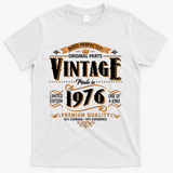 50th Birthday Age Perfectly Original Parts Vintage Made In 1976 Premium Quality T-Shirt - White