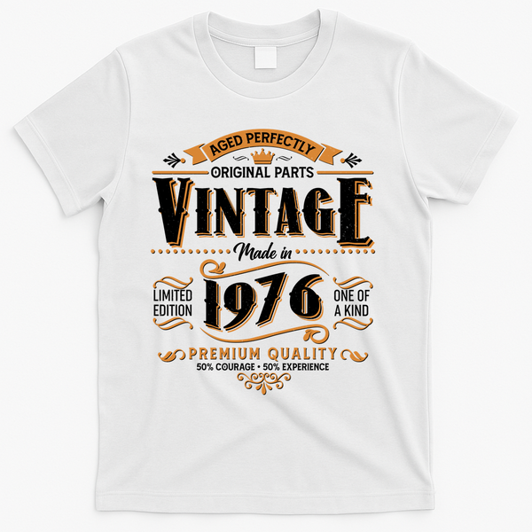 50th Birthday Age Perfectly Original Parts Vintage Made In 1976 Premium Quality T-Shirt - White