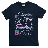 50th Birthday Chapter 50 Fabulous Since 1976 Rhinestones Diamonds T-Shirt - Navy
