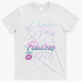 50th Birthday Chapter 50 Fabulous Since 1976 Rhinestones Diamonds T-Shirt - White