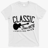 50th Birthday Classic Guitar Since 1976 And Still Rockin T-Shirt - White