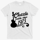 50th Birthday Classic Rockin Since 1973 T-Shirt - White