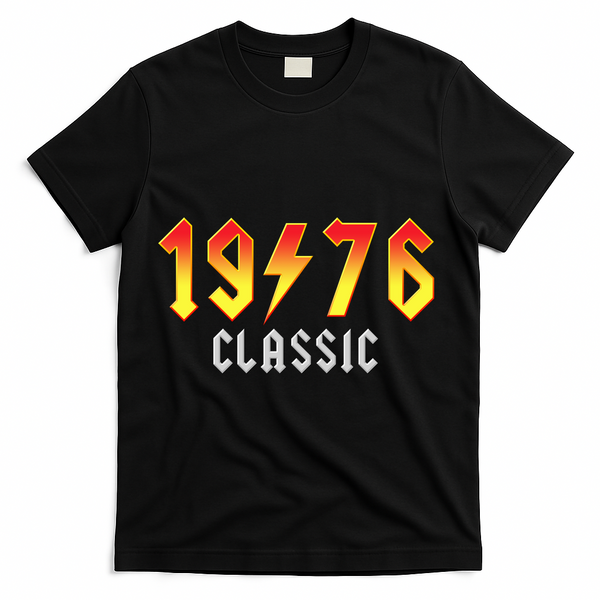 50th Birthday Classic 1976 Retro Rock Band T-Shirt - Black