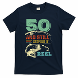 50th Birthday Gift For Fisherman Mens T-Shirt - Navy