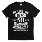 50th Birthday Made In 1976 50 Years Of Being Awesome Limited Edition T-Shirt - Black