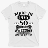 50th Birthday Made In 1976 50 Years Of Being Awesome Limited Edition T-Shirt - White