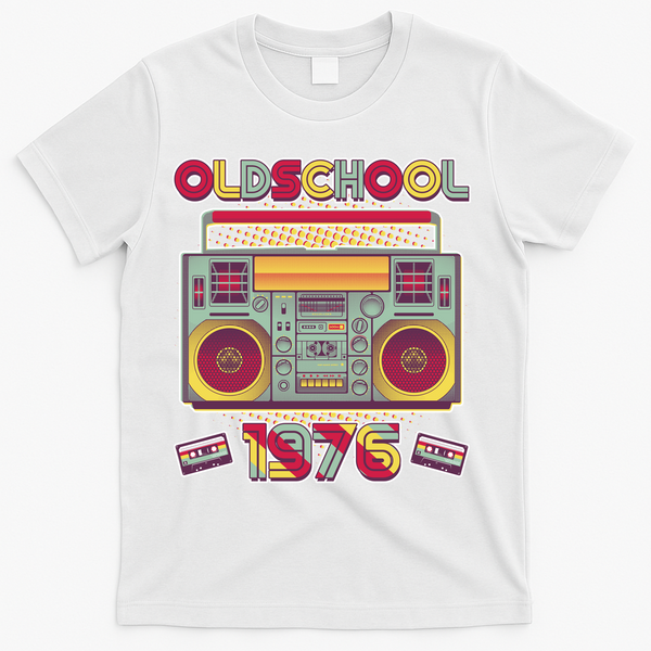 50th Birthday Oldschool Boombox 1976 T-Shirt - White