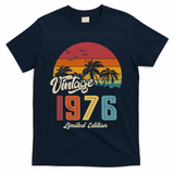 50th Birthday Retro Vintage 1976 Tropical Palm Trees T-Shirt - Navy