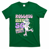 50th Birthday Roller Skate Party Unicorn Retro 90s Skating T-Shirt - Green