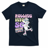 50th Birthday Roller Skate Party Unicorn Retro 90s Skating T-Shirt - Navy