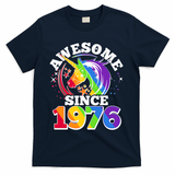 50th Birthday Rainbow Unicorn Awesome Since 1976 T-Shirt - Navy