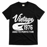 50th Birthday Sporty Vintage 1976 Age To Perfection  T-Shirt - Black