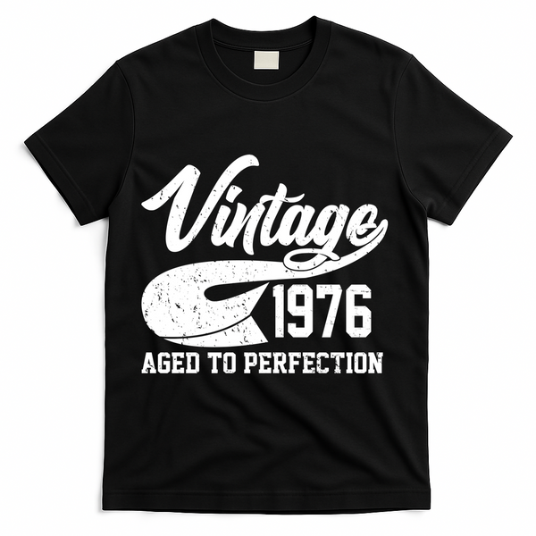 50th Birthday Sporty Vintage 1976 Age To Perfection  T-Shirt - Black