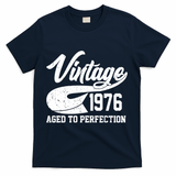 50th Birthday Sporty Vintage 1976 Age To Perfection  T-Shirt - Navy