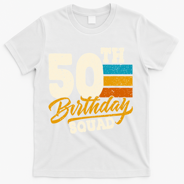 50th Birthday Squad Vintage Funny T-Shirt - White