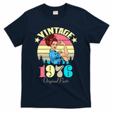 50th Birthday Vintage Rosie The Riveter 1976 Original Part  T-Shirt - Navy