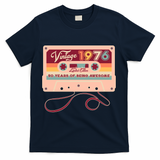 50th Birthday Vintage 1976 Limited Edition Cassette Tape T-Shirt - Navy