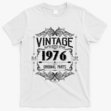 50th Birthday Vintage 1976 Old Style Top Notch Mostly Original Parts Whiskey Label T-Shirt - White