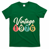 50th Birthday Vintage 1976 Retro Teardrop Design  T-Shirt - Green