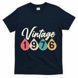 50th Birthday Vintage 1976 Retro Teardrop Design  T-Shirt - Navy